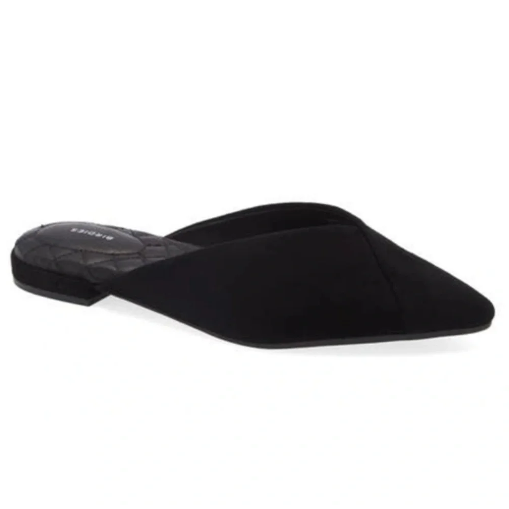 Birdies “The Swan” Black‎ Suede Mules Slippers Pointed Flats Shoes Womens 8